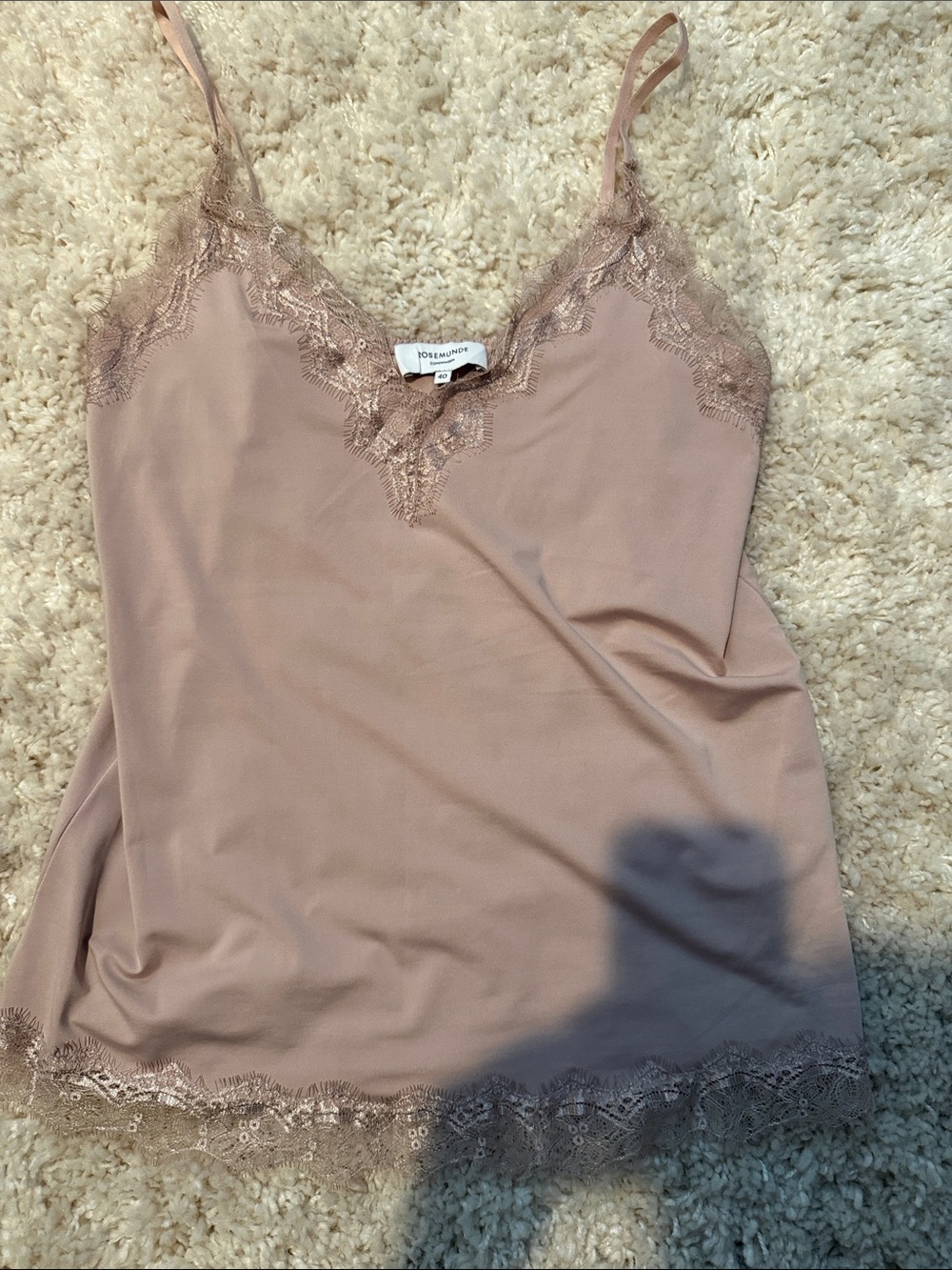 Romantic Lace-Trim Camisole in Dusty Rose by rosemunde